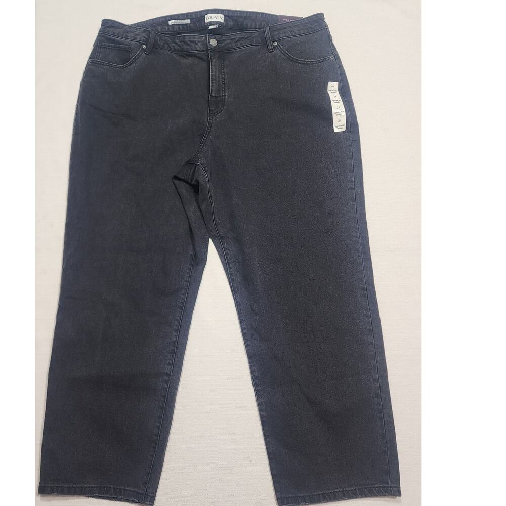 AVA &VIV high rise 90's straight black jeans W46'' x L42''